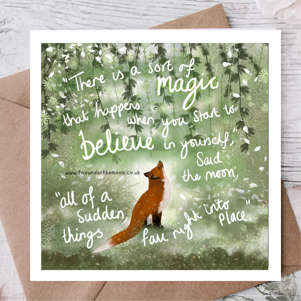 'Believe' Single Greeting Card By Fox Under the Moon