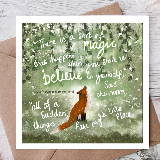 'Believe' Single Greeting Card By Fox Under the Moon