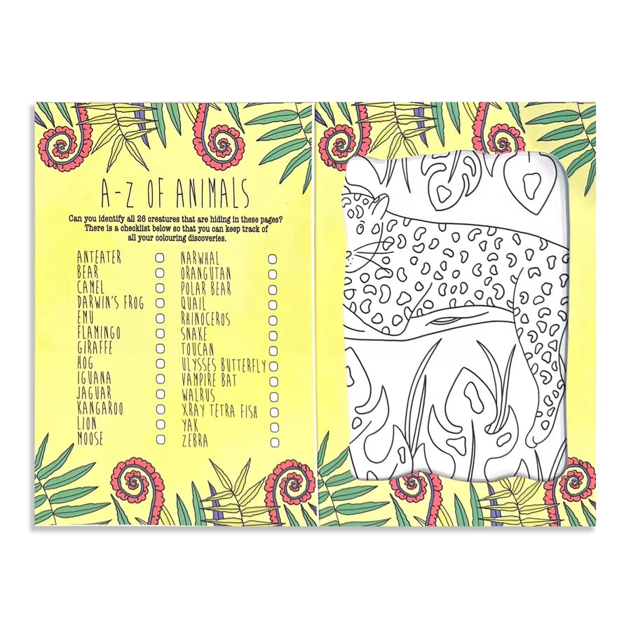 Neon Magpie Animal Colouring In Postcard Set