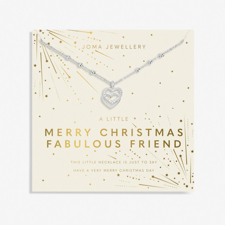 Merry Christmas Fabulous Friend Necklace in Silver Plating