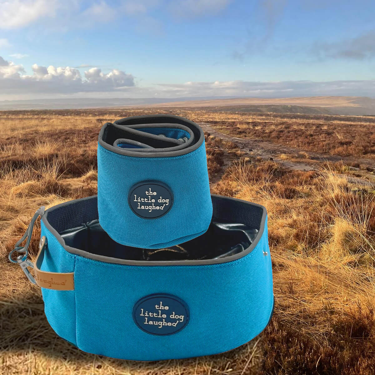 Foldable Dog Travel Bowl | Little Dog Laughed - Blue
