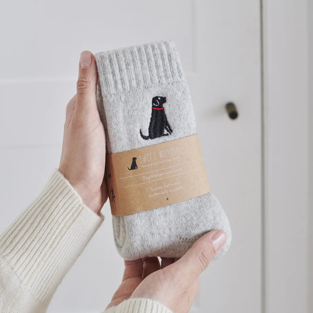 Sweet William Black Labrador Dog Walking Socks