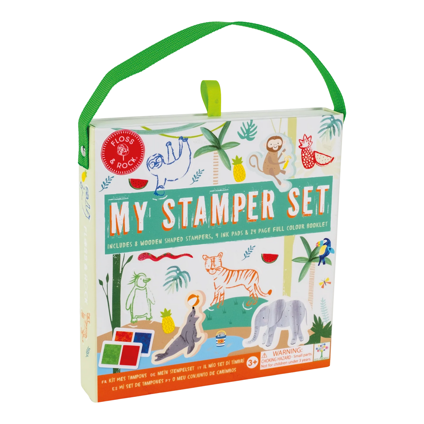 Wooden Stamps & Ink Stamper Set - Jungle