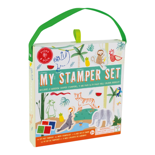 Wooden Stamps & Ink Stamper Set - Jungle