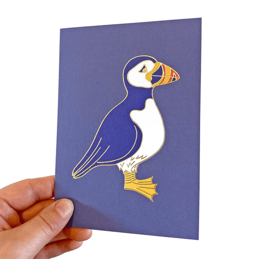 Neon Magpie Puffin Card