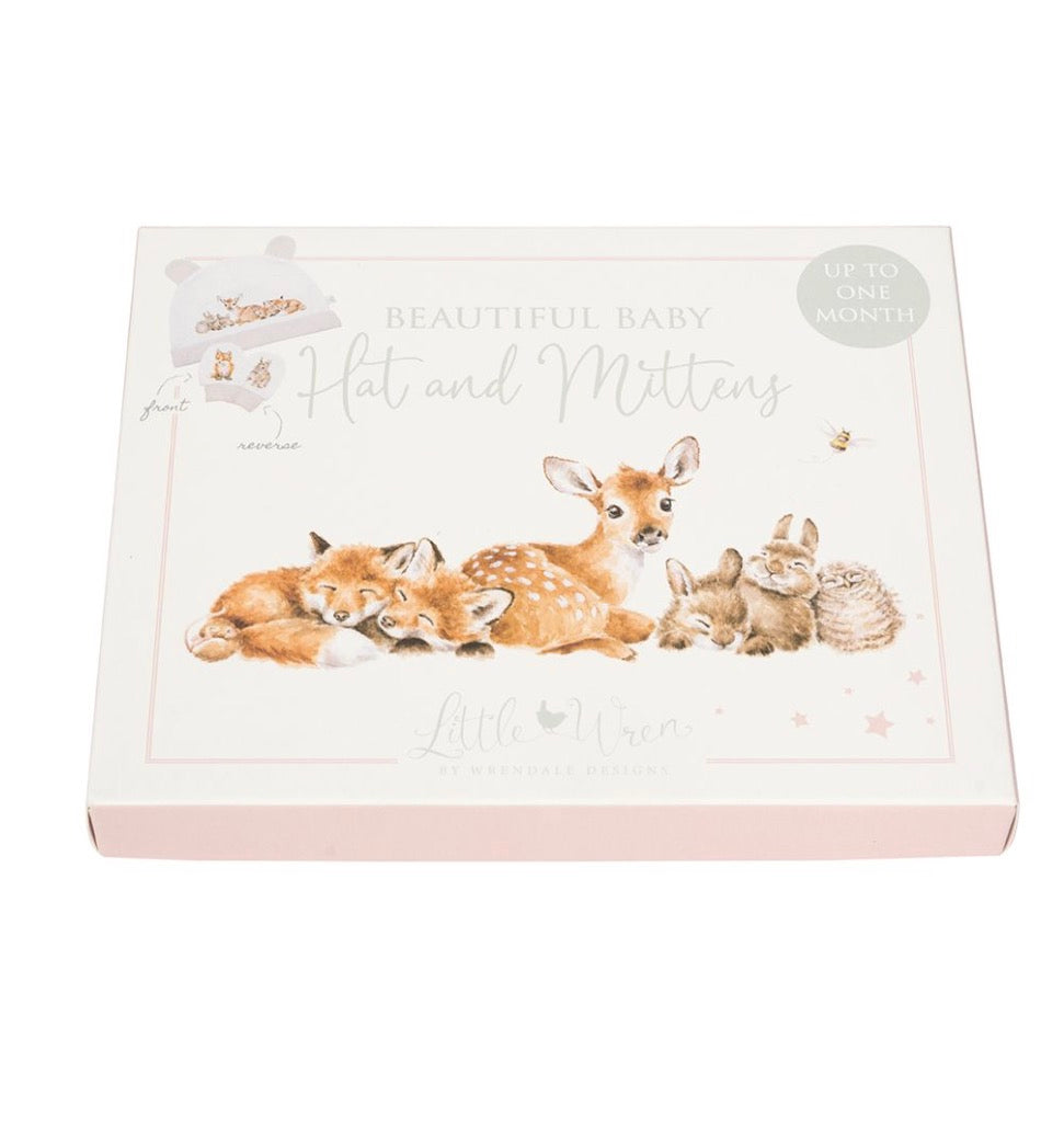 Wrendale Little Forest Woodland Animal Hat And Mitten Set