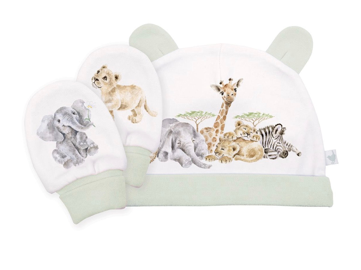 Wrendale Little Savannah Woodland African Animal Hat And Mitten Set