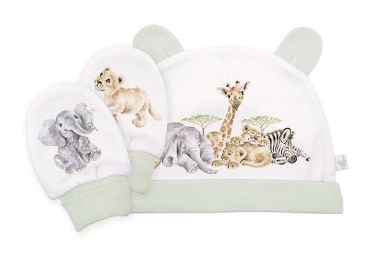 Wrendale Little Savannah Woodland African Animal Hat And Mitten Set