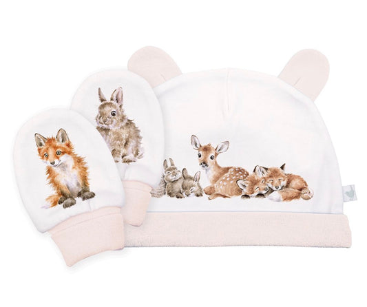 Wrendale Little Forest Woodland Animal Hat And Mitten Set