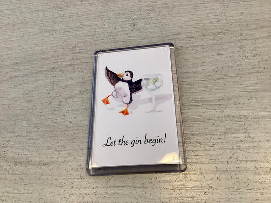 Puffin Prints Let the Gin Begin Magnet