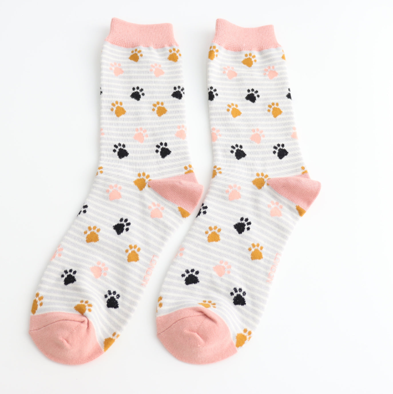 Miss Sparrow Paws & Stripes Socks Silver