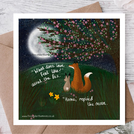'Home' Single Greeting Card by Fox Under The Moon