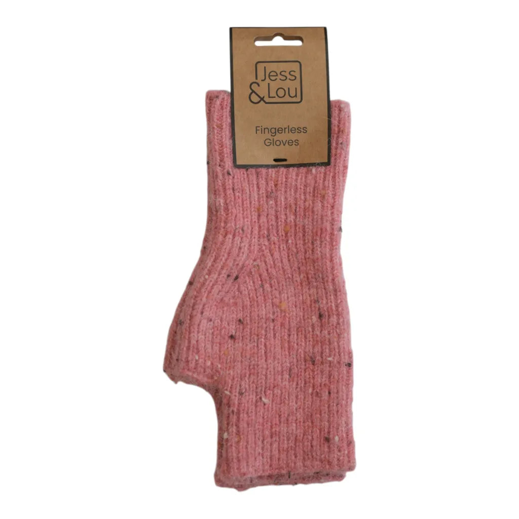 Jess & Lou Fingerless Gloves - Speckled Pink