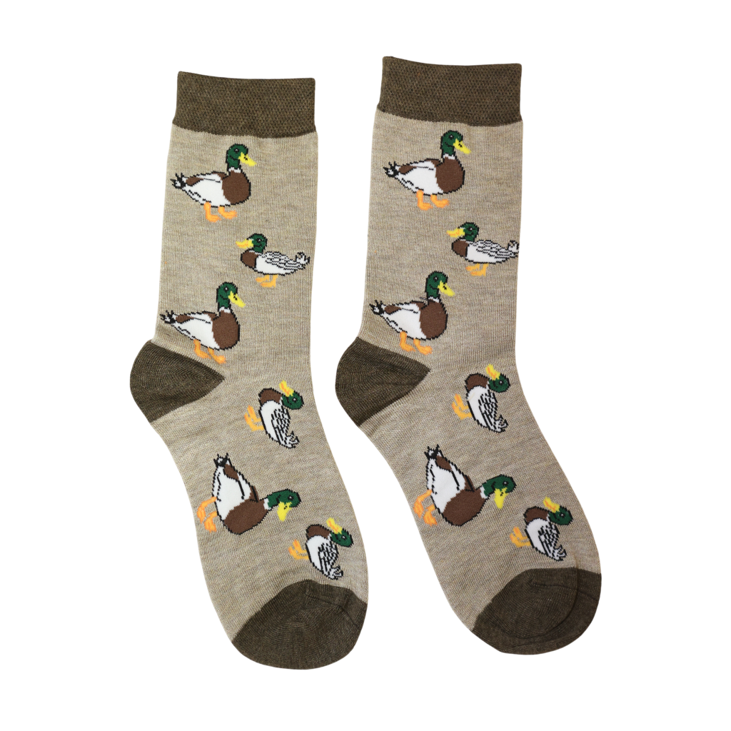 Jess & Lou Bamboo Socks - Beige & Nutmeg Ducks