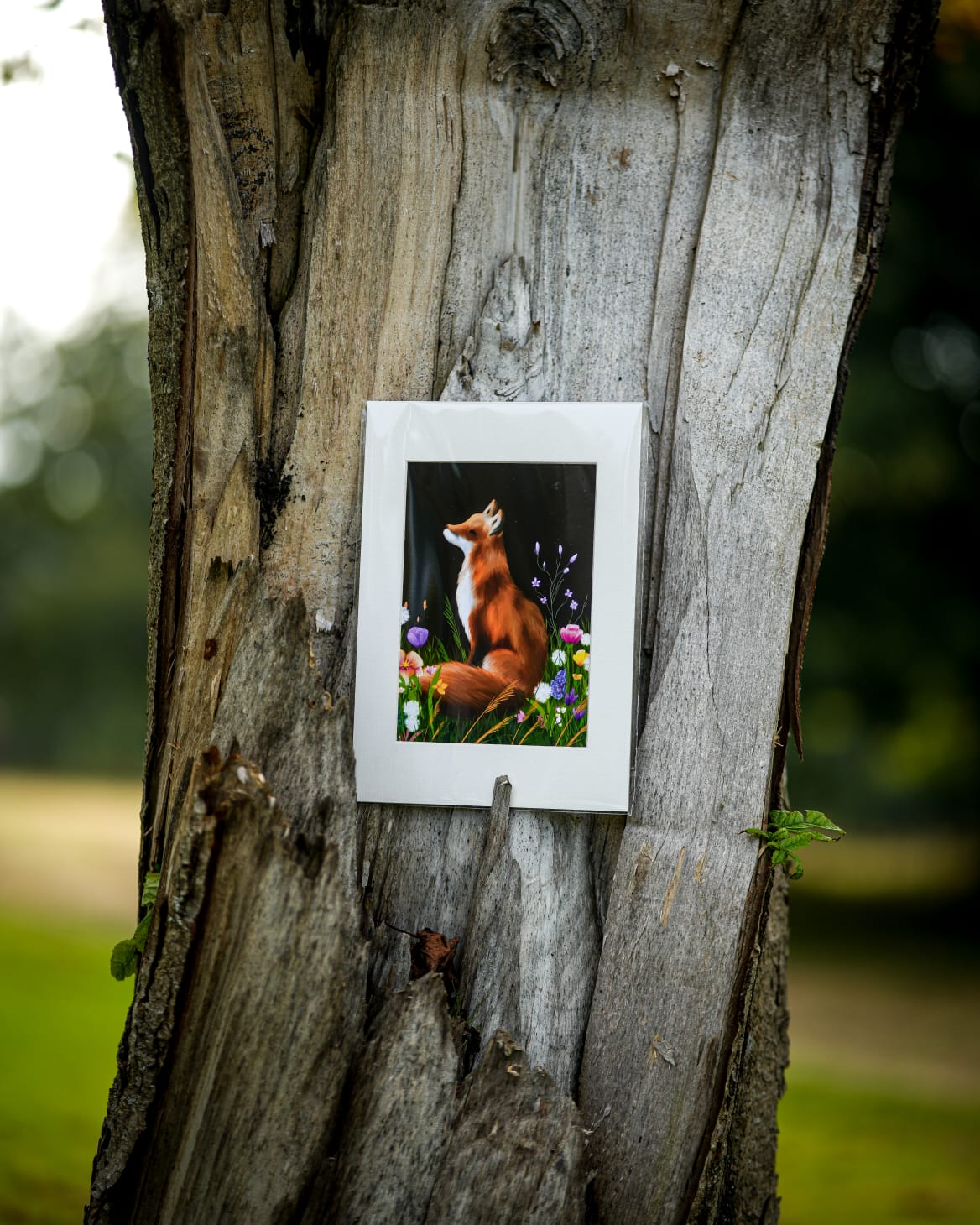 Mounted Fox & Flowers Print