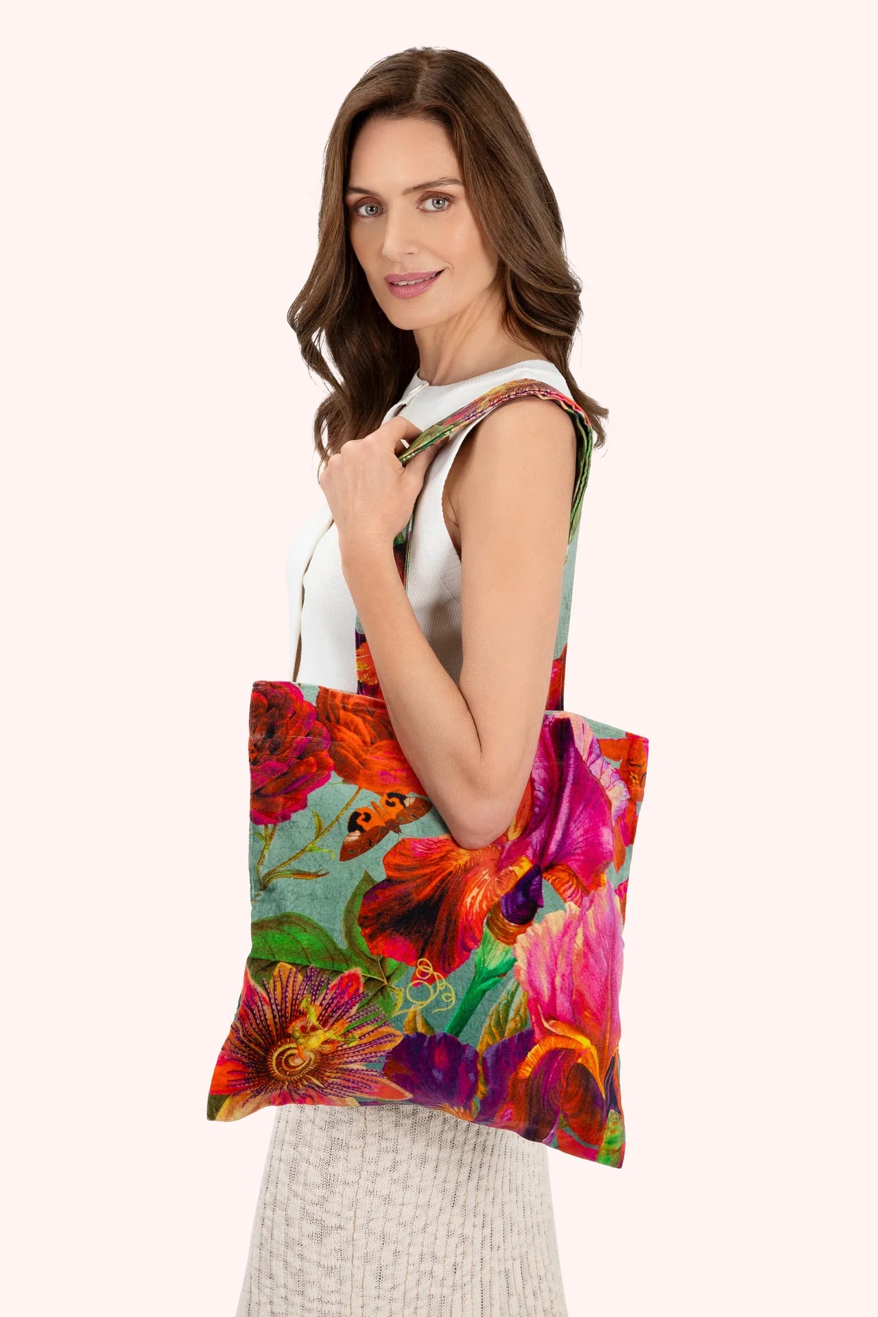 Velvet Tote Bag - Winter Iris Ice