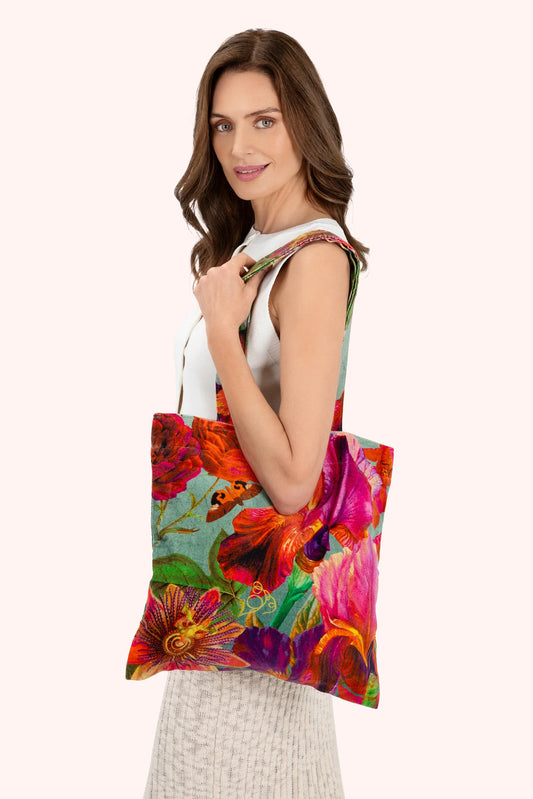 Velvet Tote Bag - Winter Iris Ice