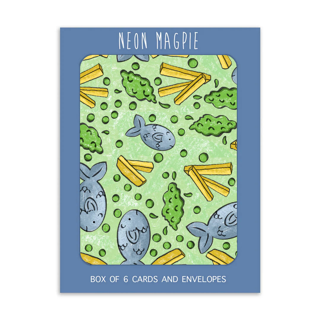 Neon Magpie Fish & Chips Notecards