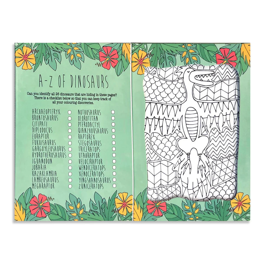 Neon Magpie Dinosaur Colouring In Postcard Set