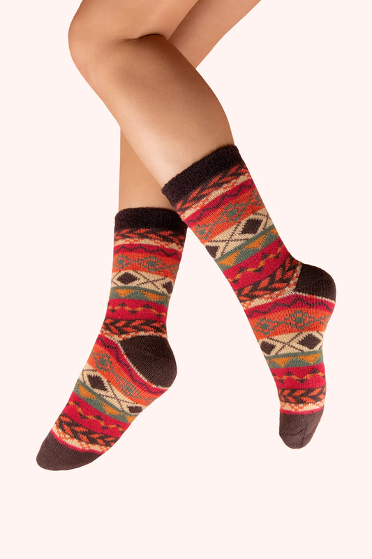 Powder Cosy Fairisle Socks in Russet