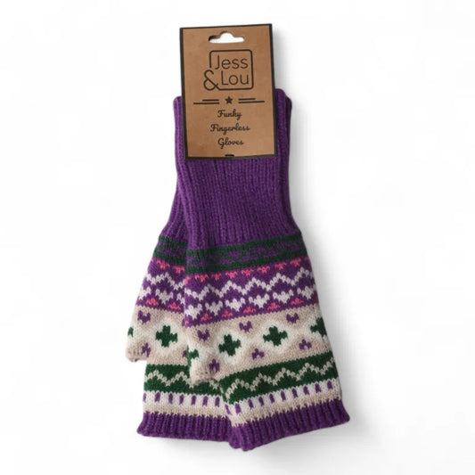 Jess & Lou Fingerless Gloves Nordic Purple
