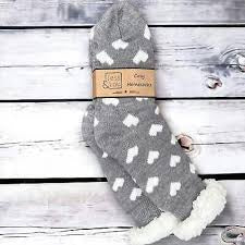 Hearts Grey Super Cosy Lined Socks SL654
