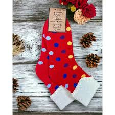 Jess and Lou Red Spotted Cuff Socks