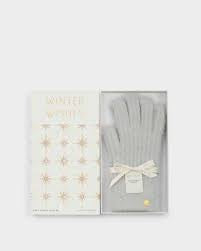 Katie Loxton Ribbed Knitted Gloves in Grey
