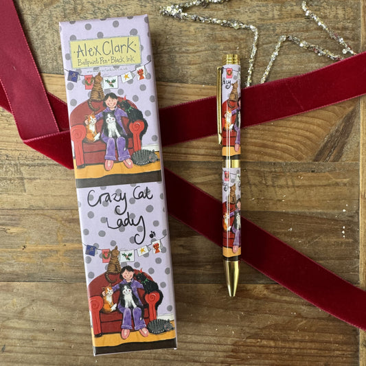 Alex Clark Crazy Cat Lady At Christmas Ballpoint Pen