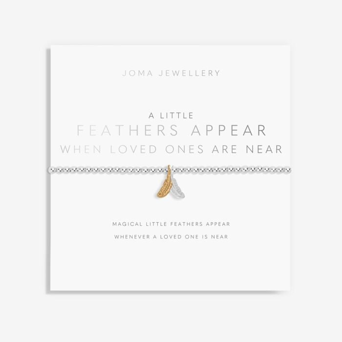 A Little 'Feathers Appear When Loved Ones Are Near' Bracelet in Silver Plating