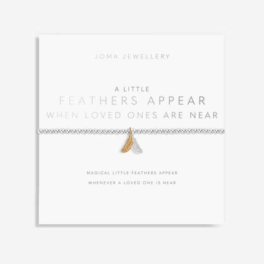 A Little 'Feathers Appear When Loved Ones Are Near' Bracelet in Silver Plating