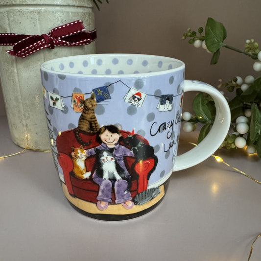 Crazy Cat Lady At Christmas Mug