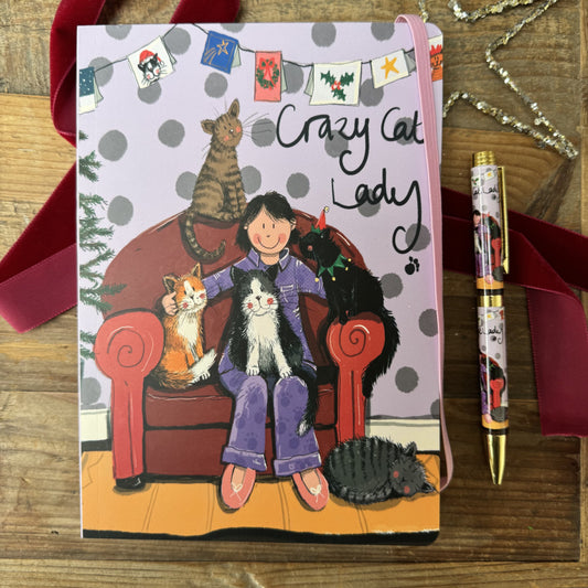 Crazy Cat Lady At Christmas Notebook