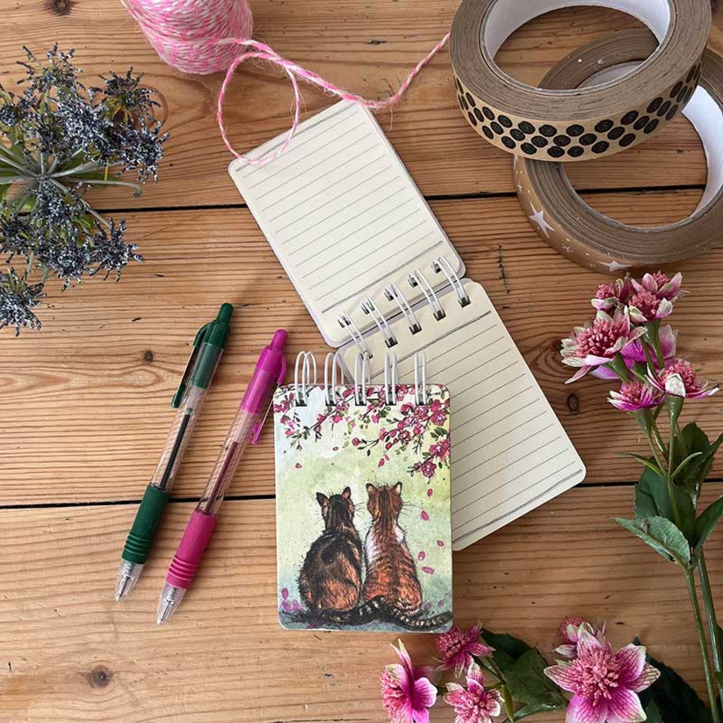 Cats in the Blossom Small Spiral Notepad