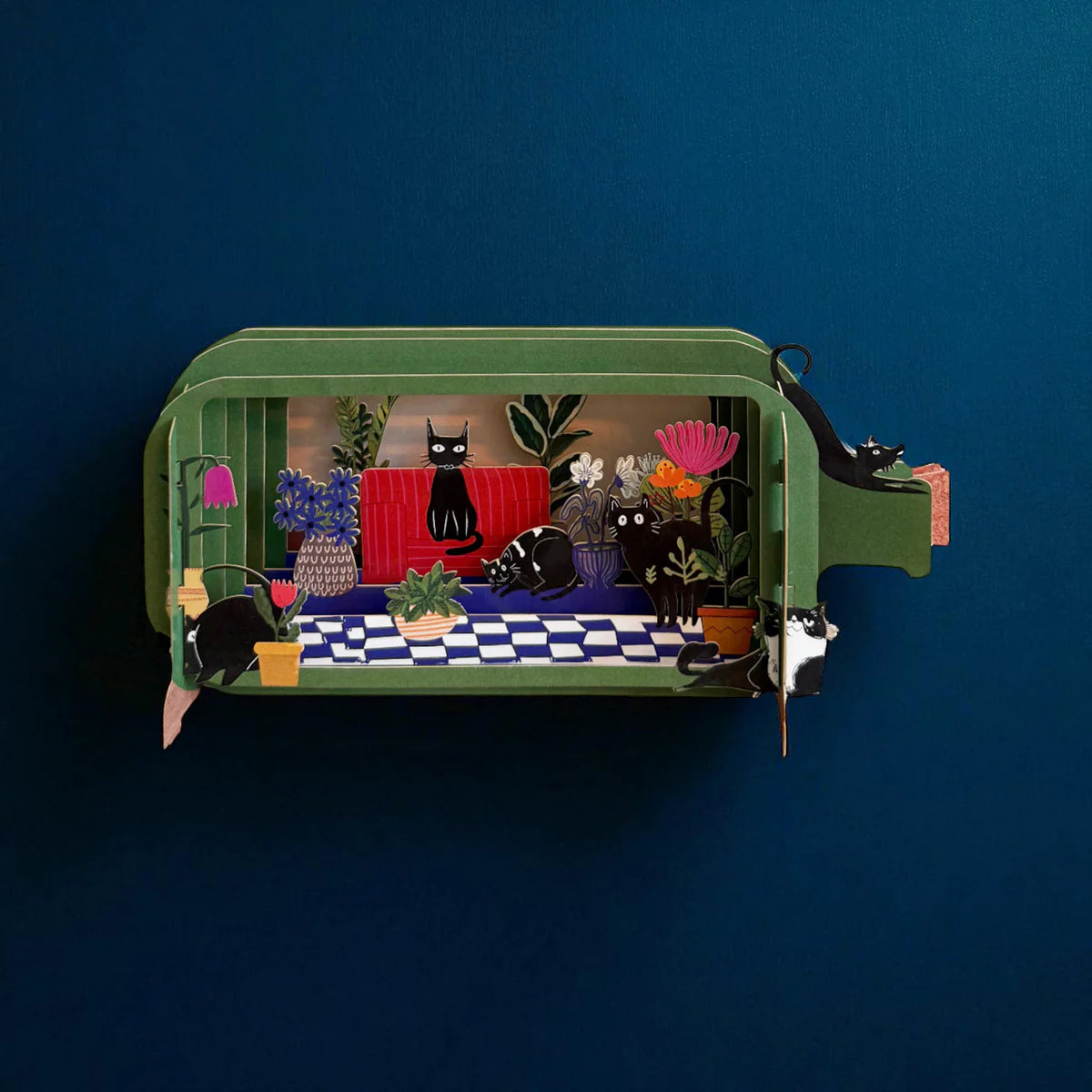 Alljoy Design Cats & Plants Message In A Bottle Card