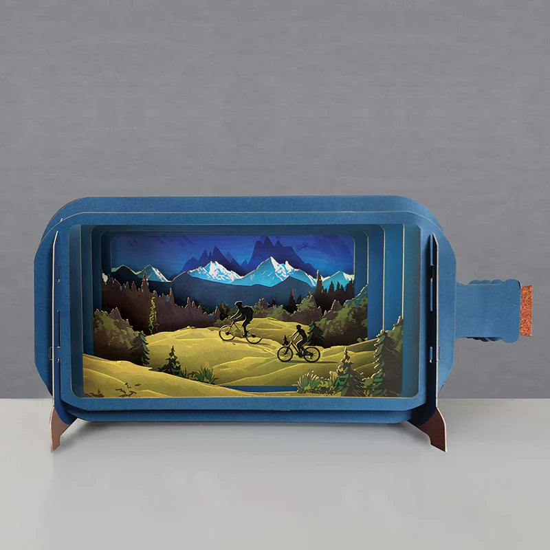 Alljoy Design Mountains & Cycling Message In A Bottle Card