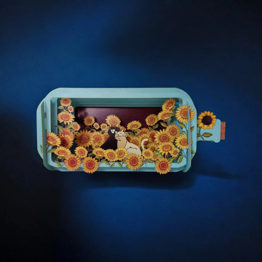 Alljoy Design Cats & Sunflowers Message In A Bottle Card