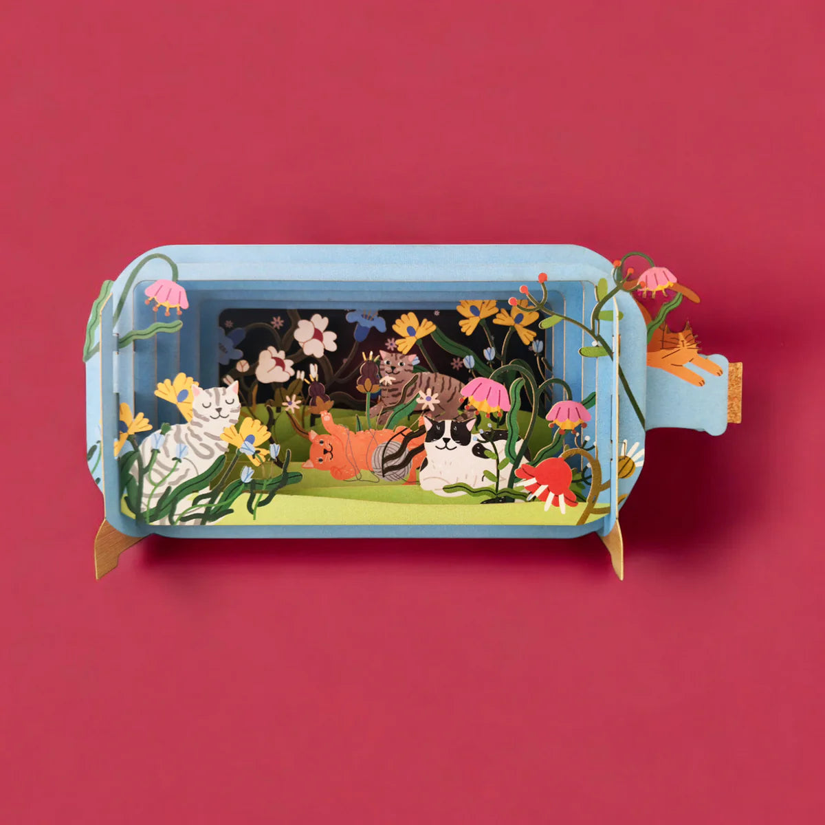 Alljoy Design Cats & Flowers Message In A Bottle Card