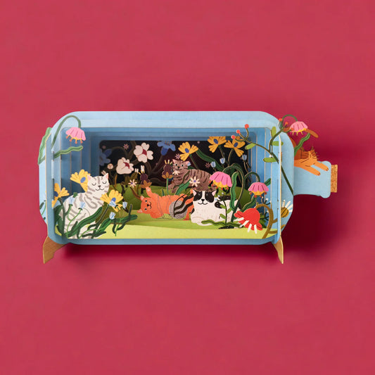 Alljoy Design Cats & Flowers Message In A Bottle Card