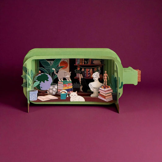 Alljoy Design Cats & Books Message In A Bottle Card
