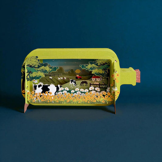 Alljoy Design Farm, Cows & Flowers Message In A Bottle Card