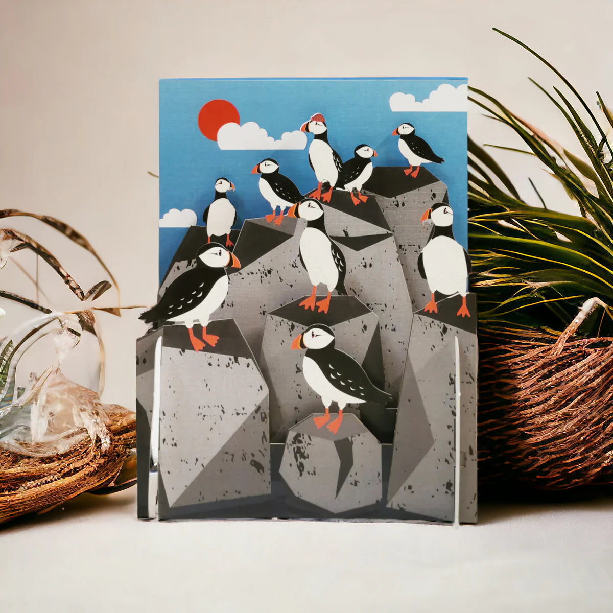 Alljoy Design Puffins & Lighthouse Miniature World Card