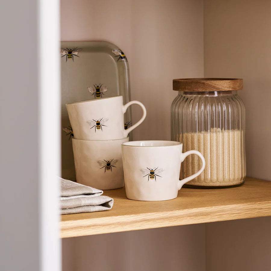 Bee Stoneware Dimpled Coffee Mug