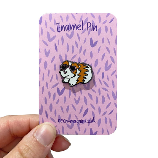 Neon Magpie Guinea Pig Enamel Pin