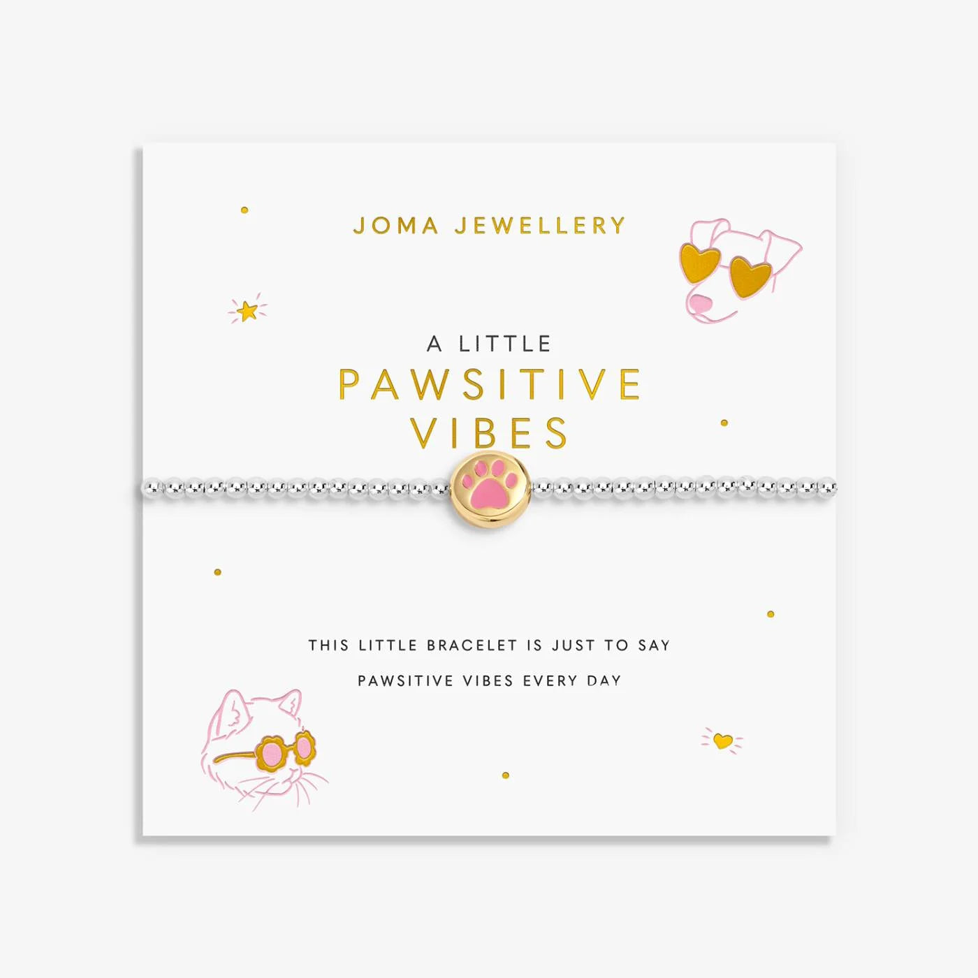 A Little 'Pawsitive Vibes' Bracelet In Silver and Gold Plating