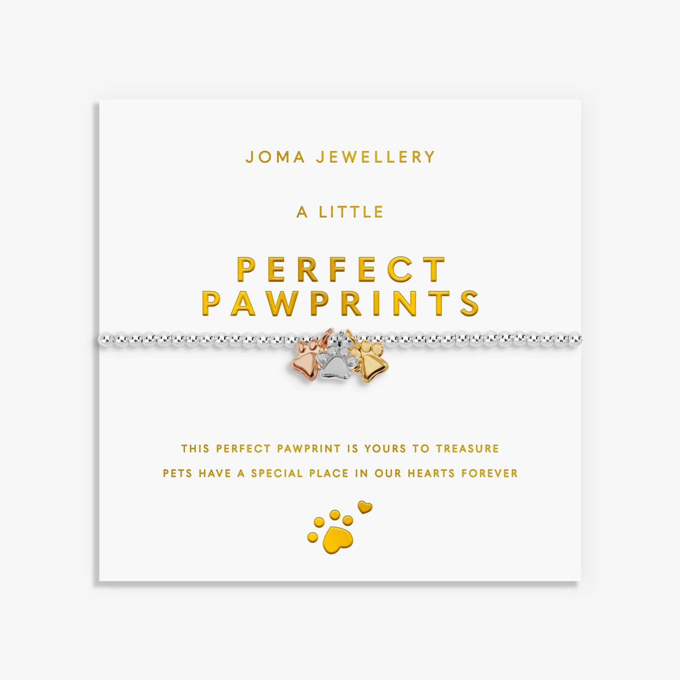 A Little Charmed Moments 'Perfect Paw Print' Bracelet In Silver, Gold, and Rose Gold Plating