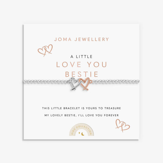 Kids' A Little 'Love You Bestie' Bracelet In Silver and Rose Gold Plating
