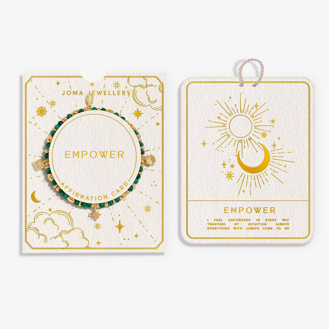 Affirmation Card 'Empower' Bracelet In Gold Plating