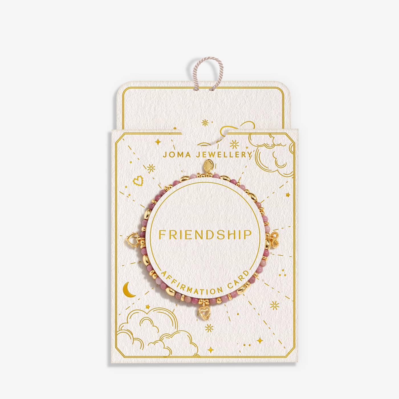 Affirmation Card 'Friendship' Bracelet In Gold Plating