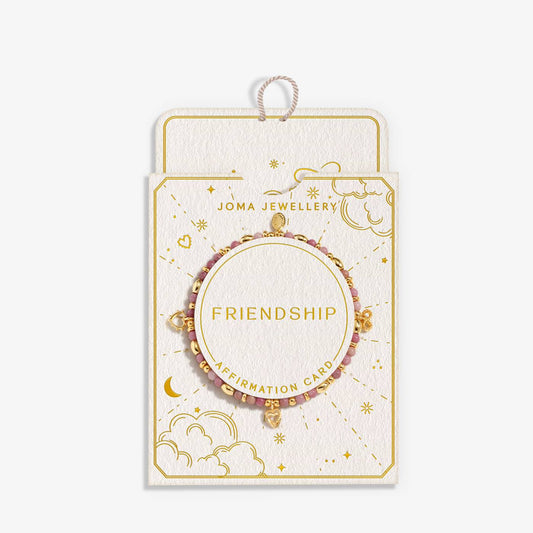 Affirmation Card 'Friendship' Bracelet In Gold Plating